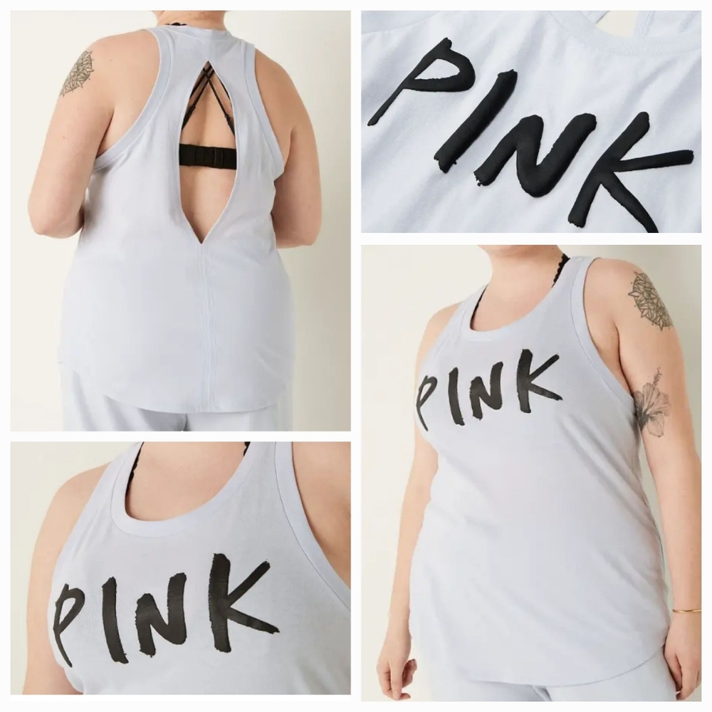 💙NWT💜 VICTORIA'S SECRET VS PINK SCRIPT KEYHOLE TANK TOP XL